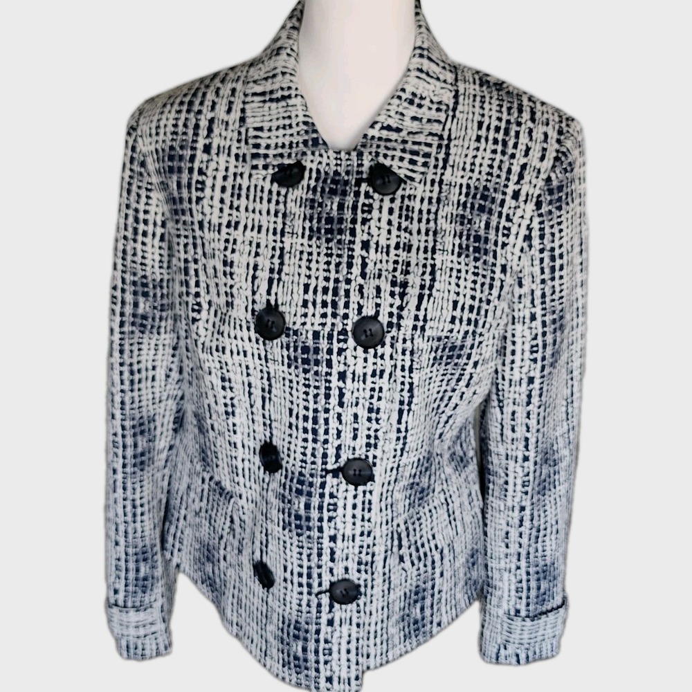 Jones New York Double Breasted Blazer Jacket Womens 10 Navy Business Career NEW